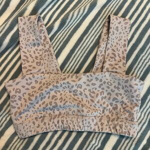 Cream and Gray Sports Bra with Wide Straps